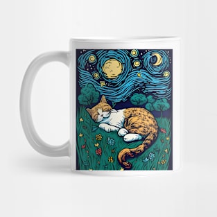 Starry Night Cat by Vincent van Gogh - Cute Cat Mug